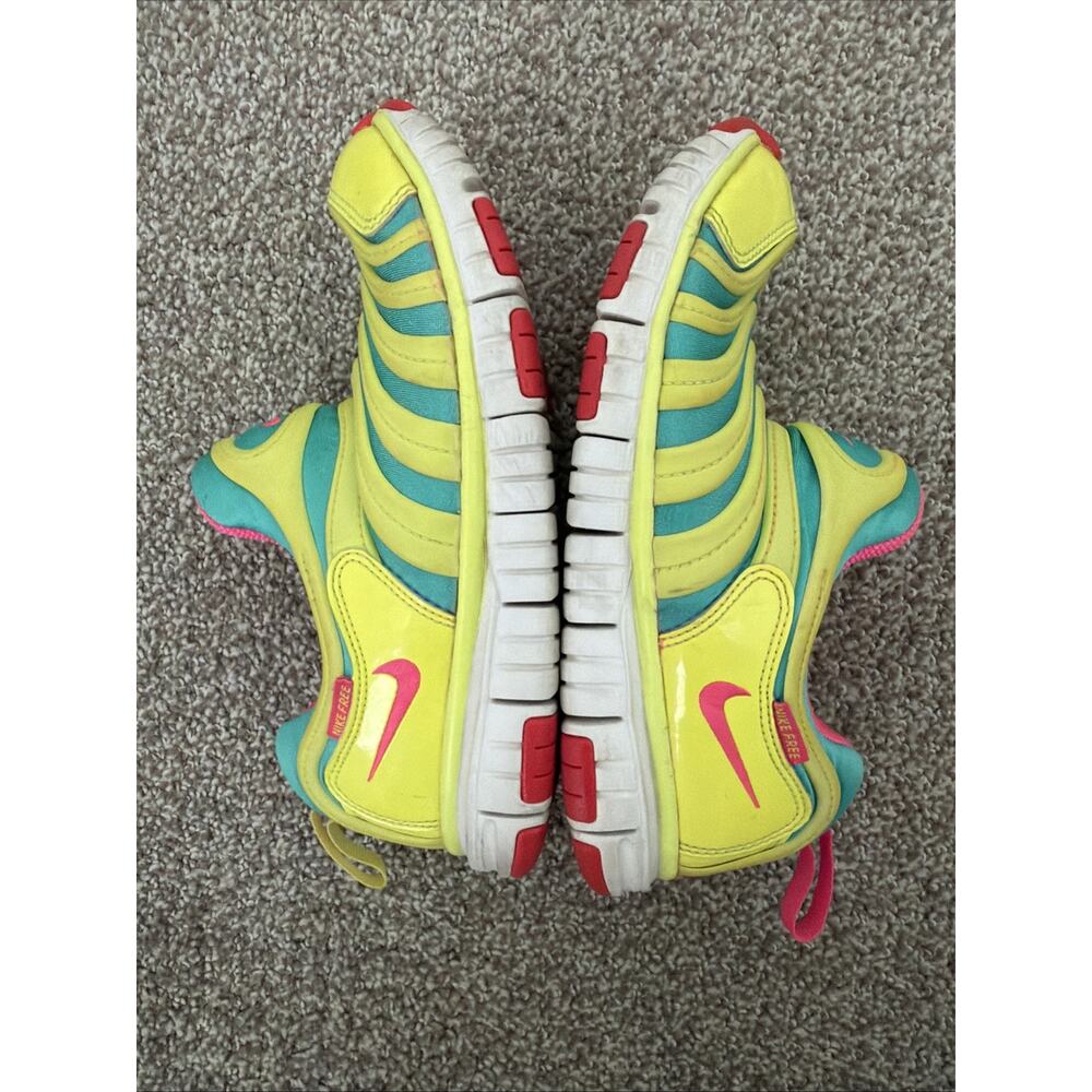 Nike Free Lime Green Pink Teal Kids Preschool Casual Shoes Size 3Y (7-10 yo) - Picture 7 of 10